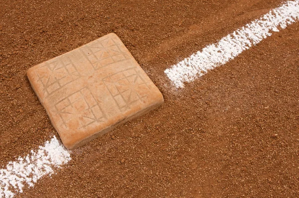 Third Base with Chalk Line — Stock Photo, Image