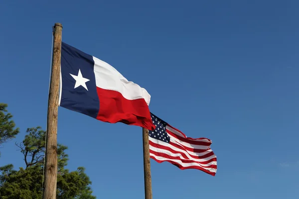 Texas and Unites States Flags — Stock Photo, Image