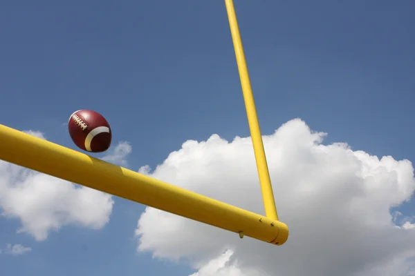 Football kicked through the Goal Posts — Stock Photo, Image