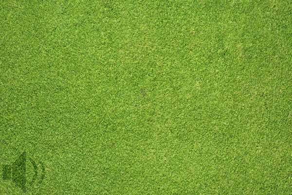 Luidsprekerpictogram op groen gras textuur en achtergrond — Stockfoto