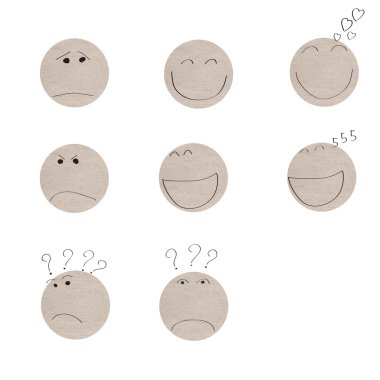 Face emotion icon on white background