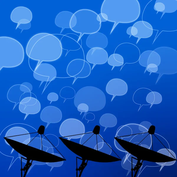 Satellite dish with comment icon on abstract background — Stock Photo, Image