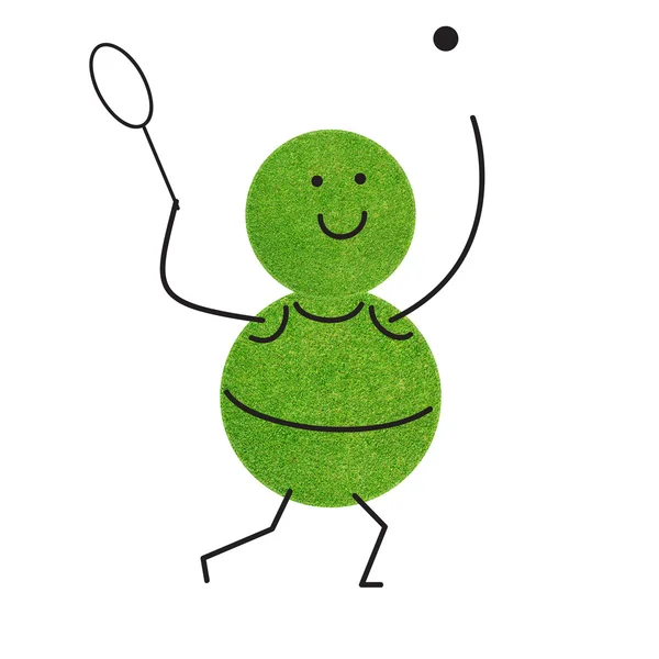 Emoción tenis de deporte hierba verde sobre fondo blanco — Foto de Stock