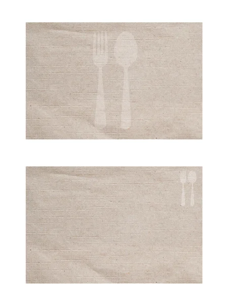 Spoon and fork icon on paper textured and background — Stock Photo, Image