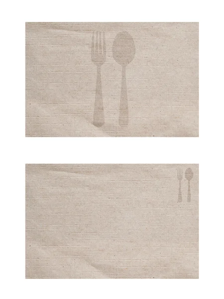 Spoon and fork icon on paper textured and background — Stock Photo, Image