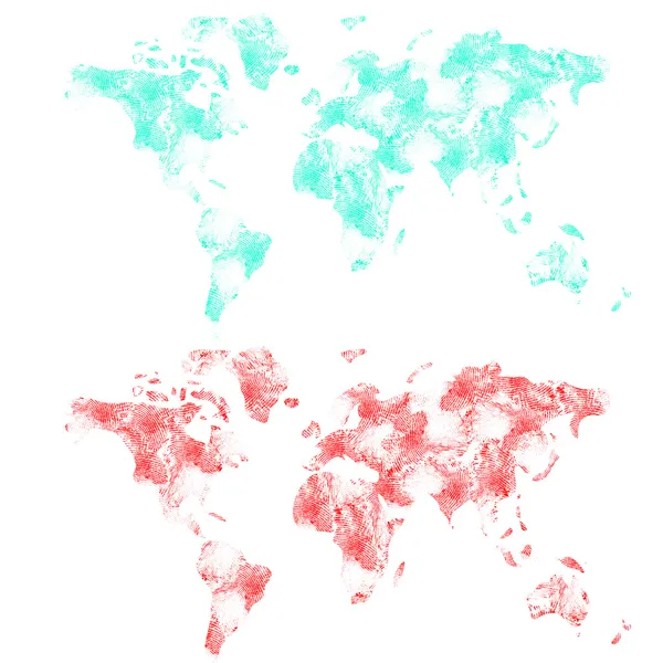 Impronta digitale dell'icona della mappa del mondo su sfondo bianco — Foto Stock