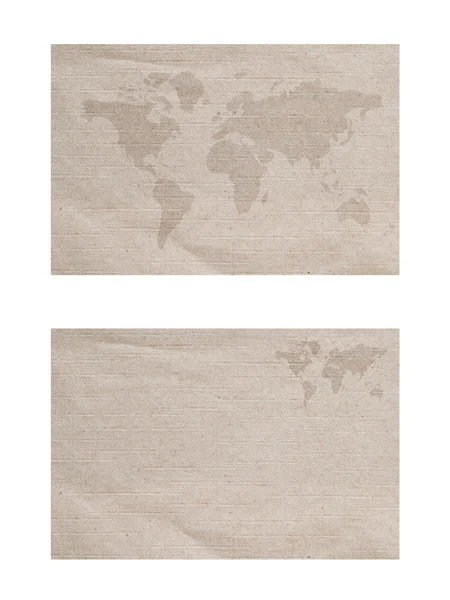 World map icon on paper textured and background — Stock Photo, Image