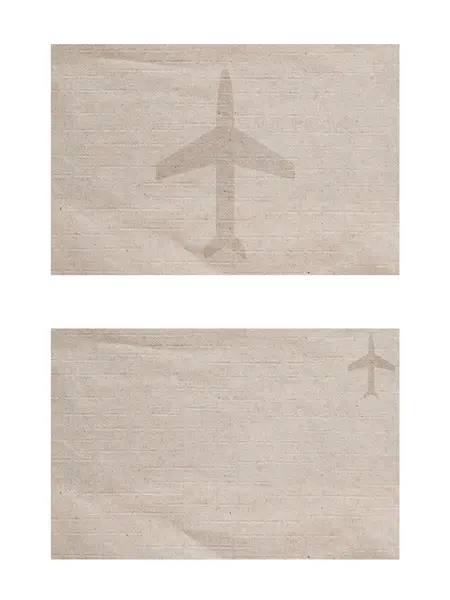 Airplane icon on paper textured and background — Stock Photo, Image