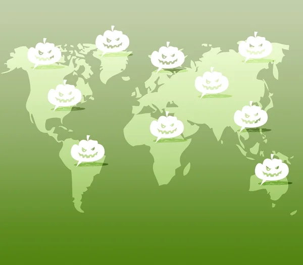 Pompoen knop op wereld kaart achtergrond — Stockfoto