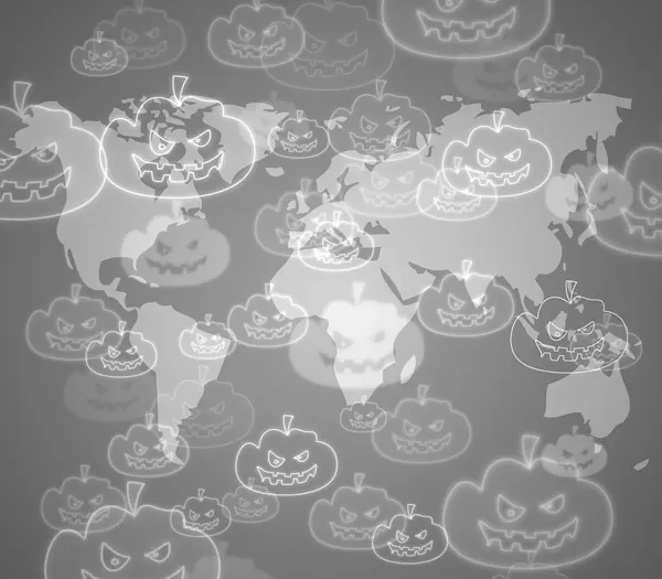 Pumpkin button on world map background — Stock Photo, Image