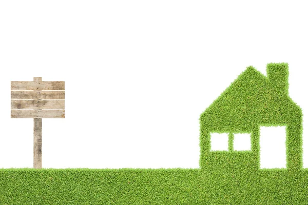 緑の草のテクスチャと背景の家 — ストック写真