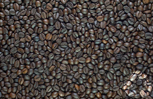Recycle pictogram op koffie achtergrond en textuur — Stockfoto