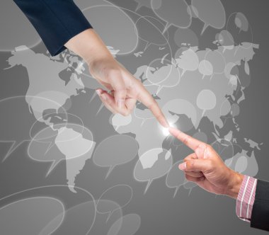 yorum düğmeye bir dokunmatik ekran arayüzü el