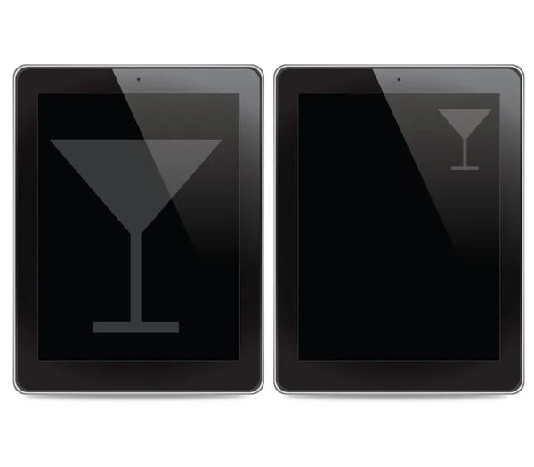 Icono de bebida en el fondo del ordenador tableta — Foto de Stock