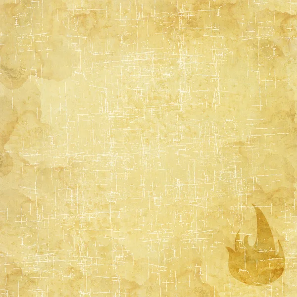 Fire icon on old paper background and textured — Stock Photo, Image