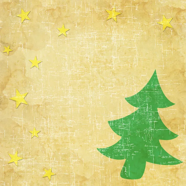 Árbol de Navidad sobre fondo de papel viejo — Foto de Stock