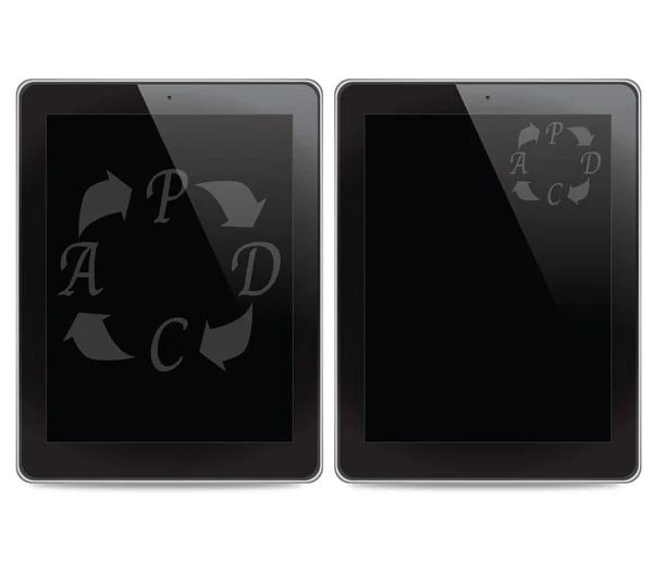 PDCA (Plan Do Check Act) icona sullo sfondo del computer tablet — Foto Stock