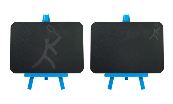 Значок спортивного бадминтона на фоне доски — стоковое фото