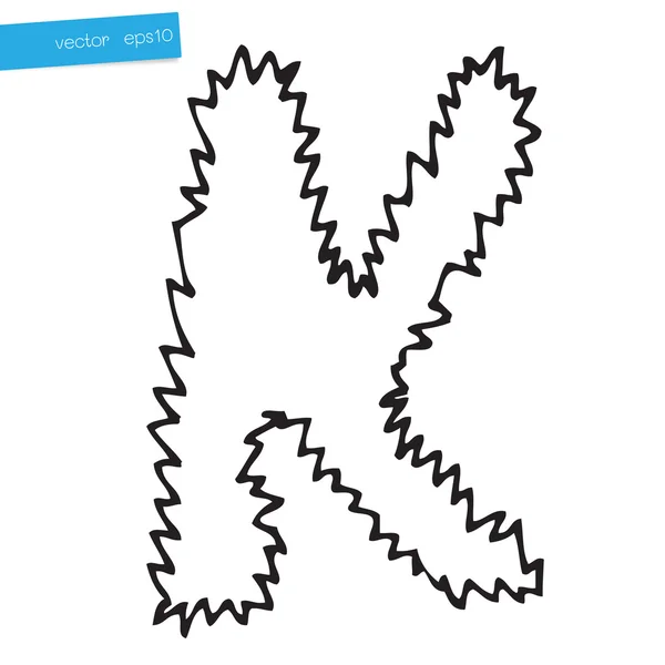 Dessin à la main lettre alphabet K dans la conception vectorielle — Image vectorielle