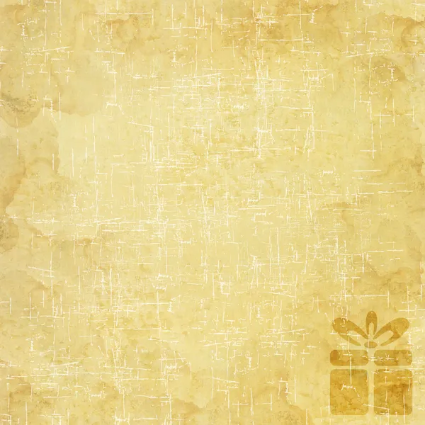 古い紙の背景とパターンのクリスマス ギフト ボックスのアイコン — ストック写真