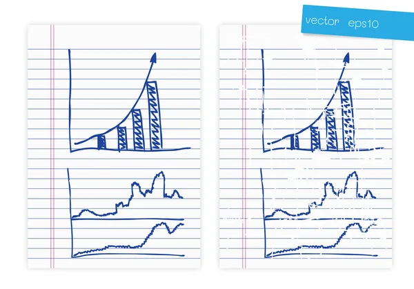 Tekening zakelijke grafiek op papier — Stockvector