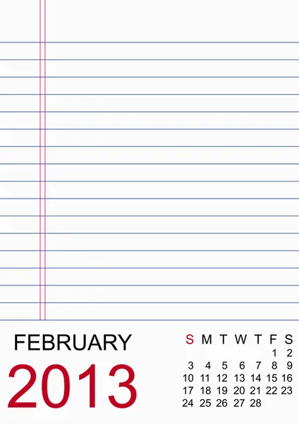 2013 カレンダー用紙デザイン - 2 月 — ストック写真