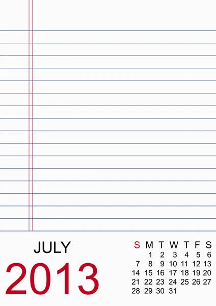 2013 Calendar Paper Design - July — Stock Photo, Image