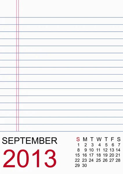2013 Calendário Papel Design - Setembro — Fotografia de Stock