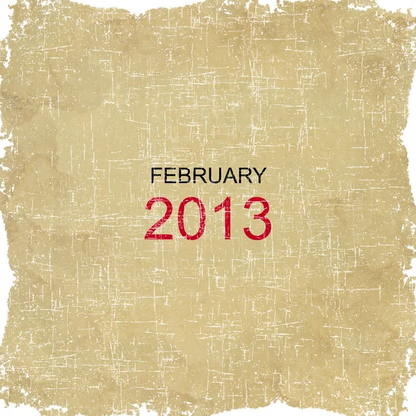 2013 Calendario Diseño de papel viejo - Febrero — Foto de Stock