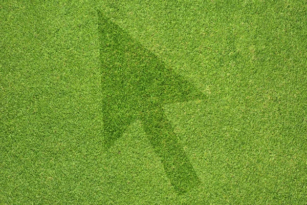 Pijlpictogram op groen gras achtergrond — Stockfoto