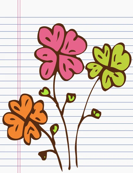 Dessin fleur sur papier — Image vectorielle