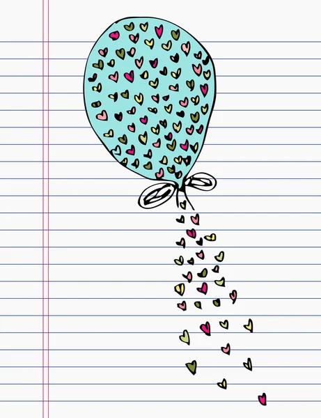 Kreslení srdce a balónek — Stockový vektor