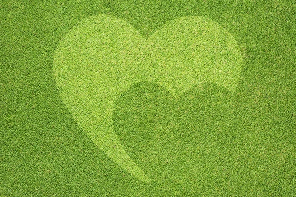 Heart icon on green grass background — Stock Photo, Image