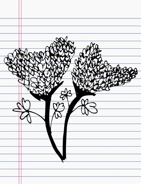 用紙に図面の花 — ストックベクタ