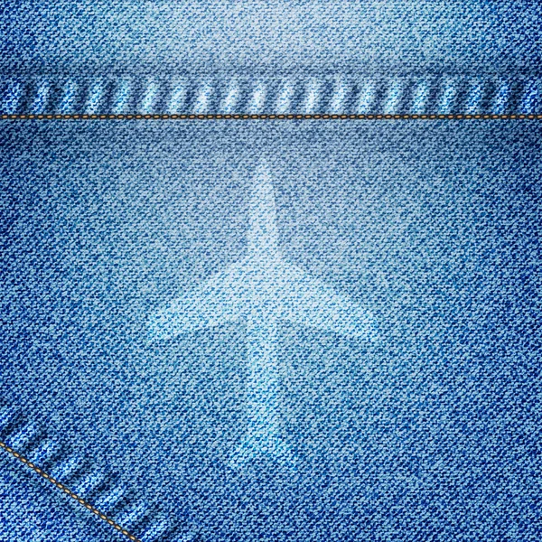 Ícone de avião no fundo jean — Fotografia de Stock