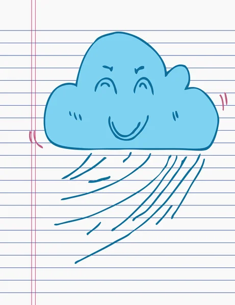 Tekening wolk op papier — Stockvector