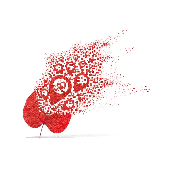 Czerwony liść pin na białym tle — Zdjęcie stockowe