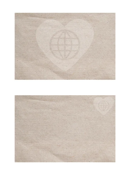 Heart withe global on paper background and textured — Stock Photo, Image