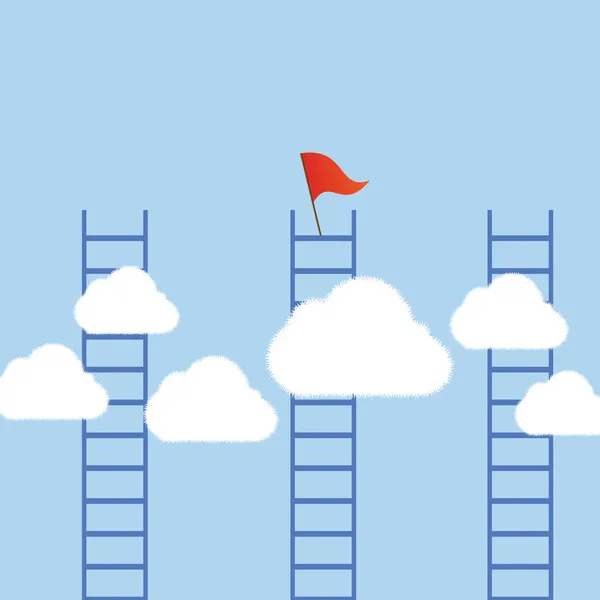 Concept zakelijke wolken met ladders — Stockvector