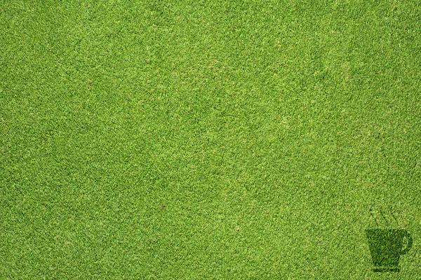 Leaf ikonen på grönt gräs textur och bakgrund — Stockfoto