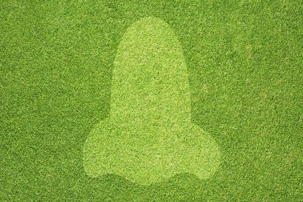 Nose icon on green grass texture and background — Stock Photo, Image