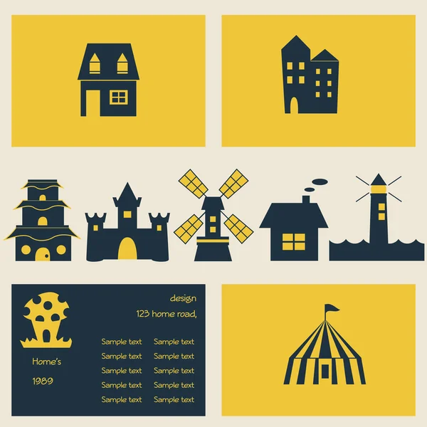 Iconos de casa — Vector de stock