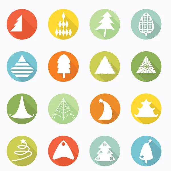 Icône arbre de Noël longue ombre design — Image vectorielle