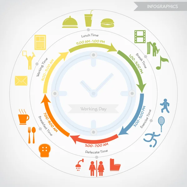 Werkdag infographics, vector eps10 — Stockvector