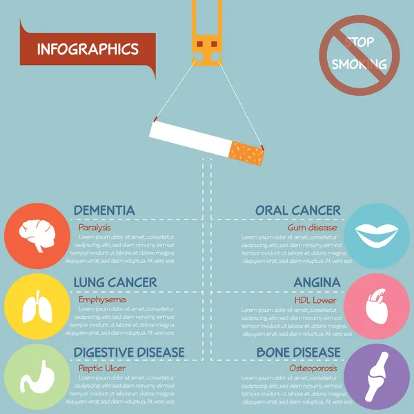 Infografías de fumar dañino, vector eps10 — Vector de stock