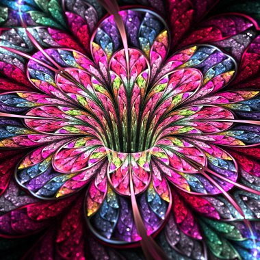 Colorful and bright flower, modern fractal art design clipart