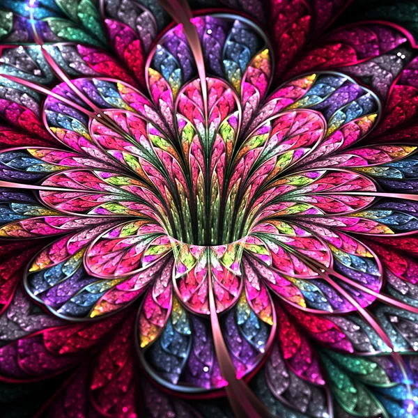 Colorful and bright flower, modern fractal art design — Stock Photo, Image