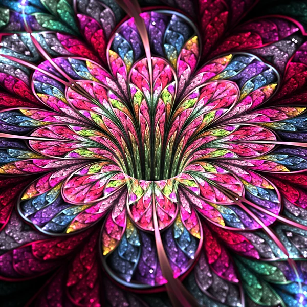 ve parlak renkli çiçek, modern fractal sanat tasarım