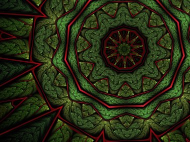 Christmas themed flower, digital fractal artwork, abstract illustration