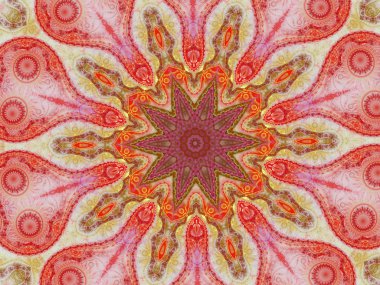 Ruhani renkli mandala ya da çakra, dijital fraktal sanat tasarımı
